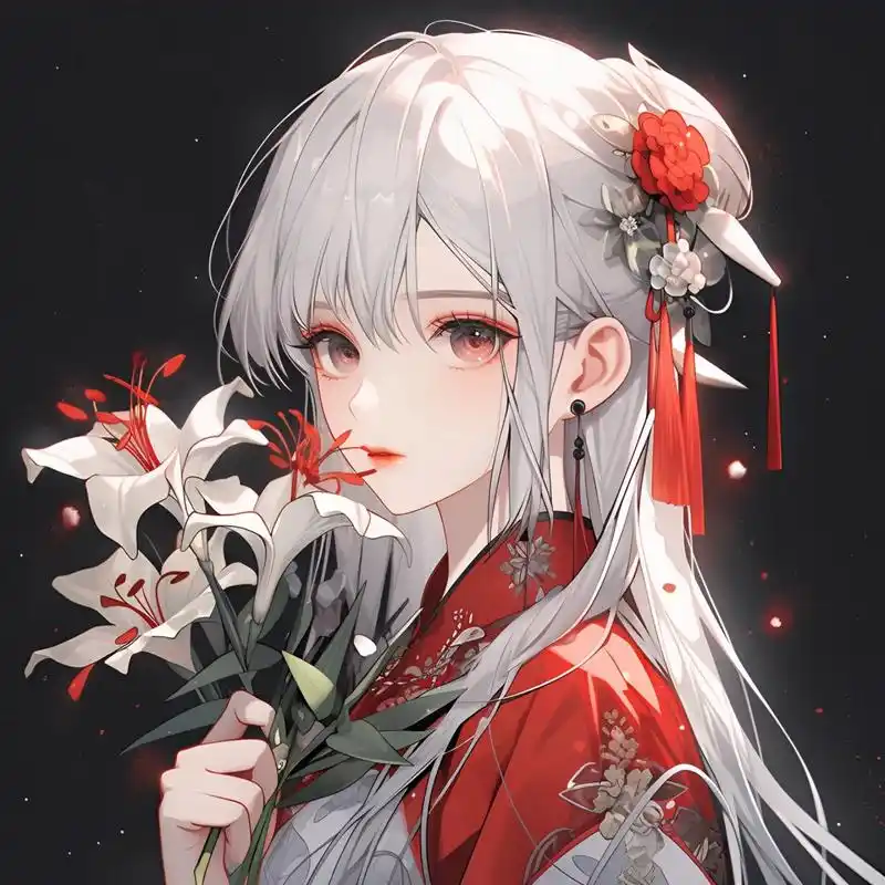 古风红衣女子头像 百千夜尽,谁为我,化青盏一座,谁倚门独望过千年烟火