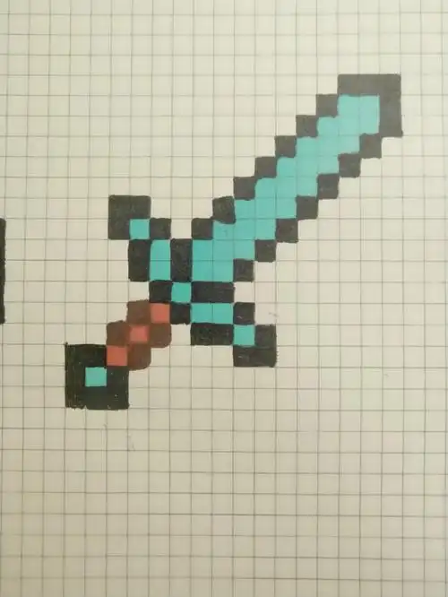 我的世界像素画钻石剑钻石镐和钻石斧