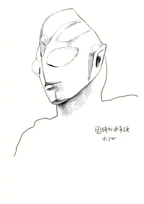 一些棱 转折等非平滑处线条轻重控制好整个效果就会很得体#迪迦奥特曼