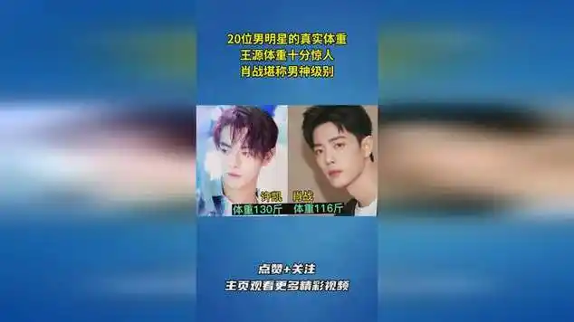 20位男明星的真实体重,王源体重十分惊人,肖战堪称男神级别|王一博