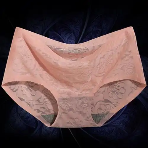 4条装性感透视内裤女一片式冰丝无痕女士内裤中腰弹力三角裤