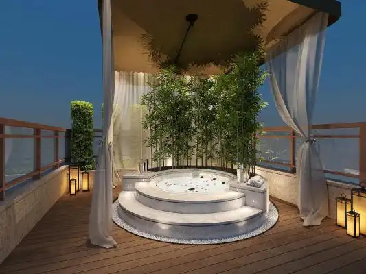 现代别墅露台泡池现代风格阳台洗衣房现代阳光房 花园 户外阳台花园