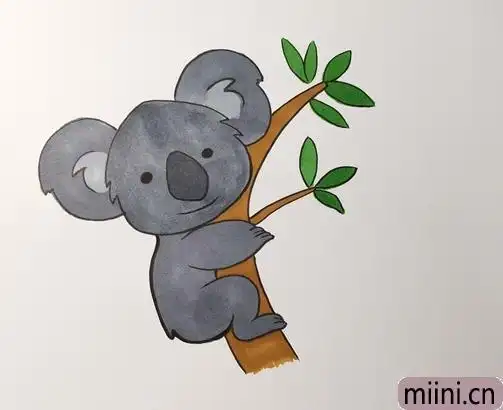 抱着大树的考拉简笔画步骤教程