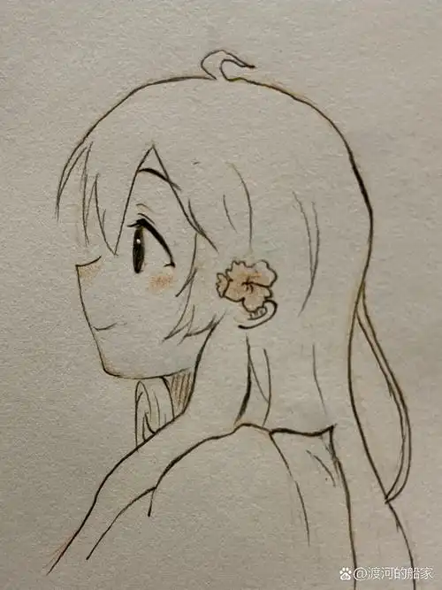 6月第10个临摹|侧颜女孩简笔画～ 最近画女孩子上瘾了, 今天画个侧脸