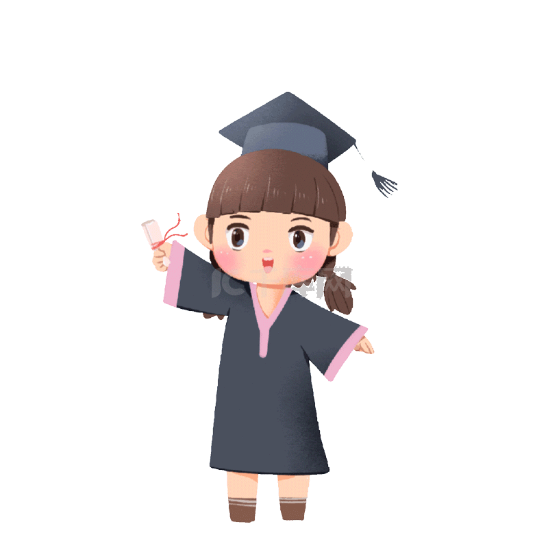 毕业季学生毕业学士服小孩卡通动图gif