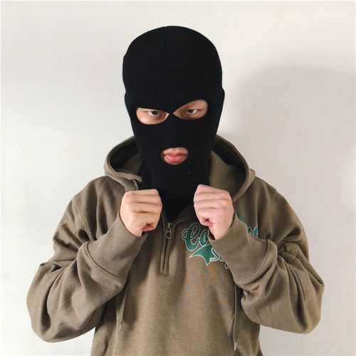 精英头套全脸防风帽子蒙面骑行保暖面罩男士送爸爸帽子三孔黑色帽