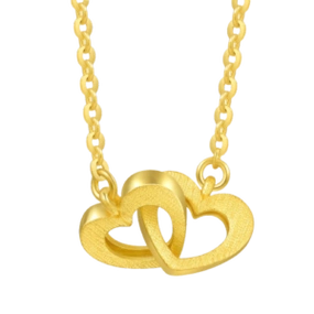 周生生情人节礼物黄金项链心相连足金爱心吊坠套链92993n计价47厘米