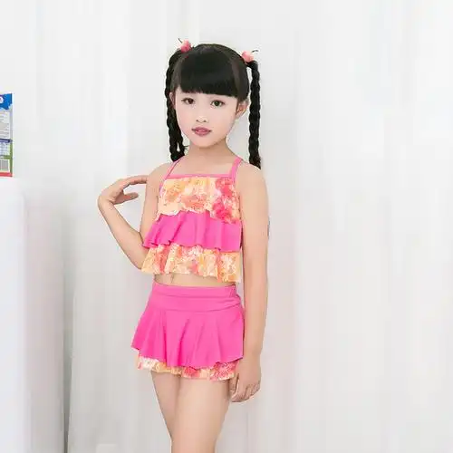 儿童游泳衣可爱小女孩分体舒适三角裤泡温泉度假女童时尚泳装批发