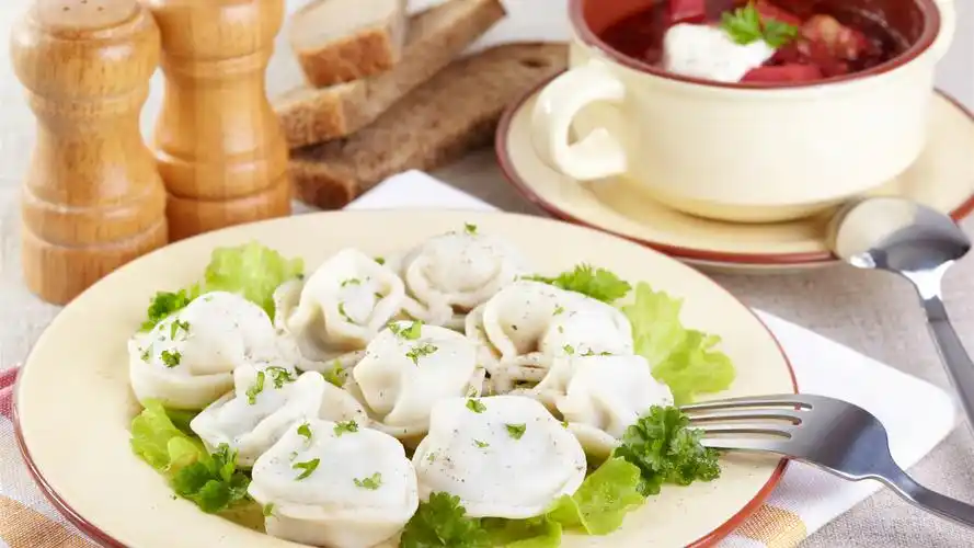 早餐,饺子,蔬菜,调味料 壁纸