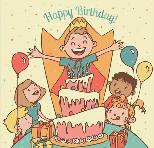 创意儿童生日派对矢量图