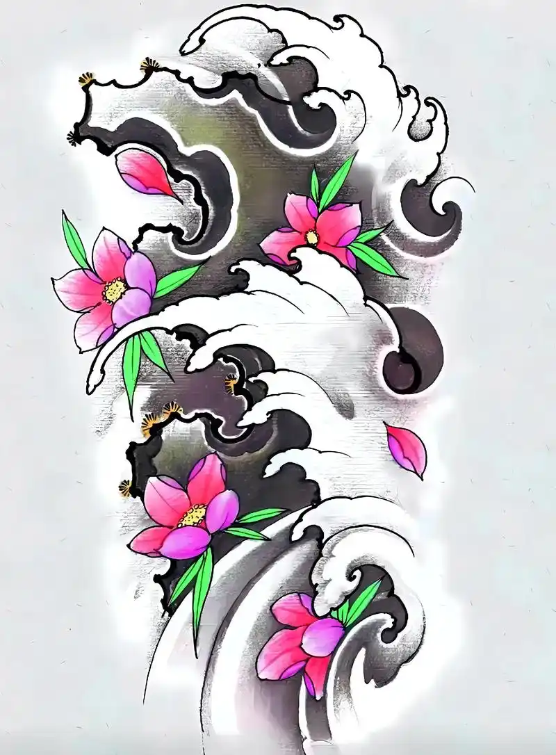 浪花纹身#浪花纹身手稿 #浪花纹身图案 - 抖音