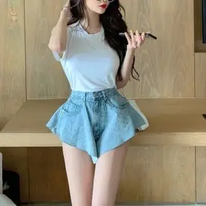 超短裤走光 露臀短裤超短牛仔裤女三角性感阔腿裤高腰短裤女夏季