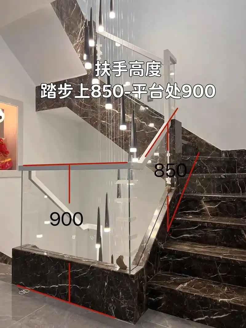 玻璃10超白,扶手40实木烤漆,台阶水泥浇筑,踏步理石,玻璃 - 抖音