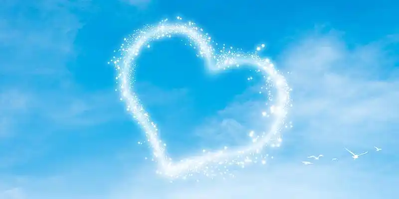 蓝色场景大气天空爱心云朵创意爱心展板背景