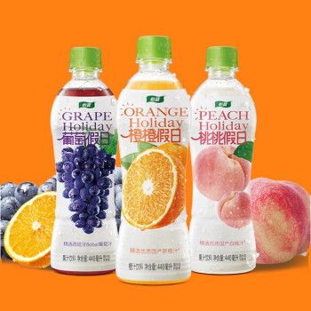 怡宝桃桃假日葡萄假日橙橙假日440ml*12瓶果汁饮料葡萄桃子橙味饮品