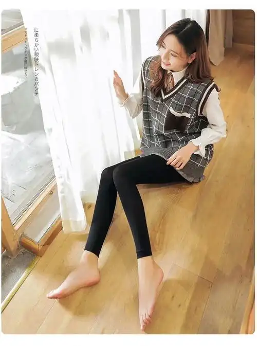 精选12条九分裤袜大码丝袜子女春秋加绒连袜露脚光腿肉色防勾丝袜子