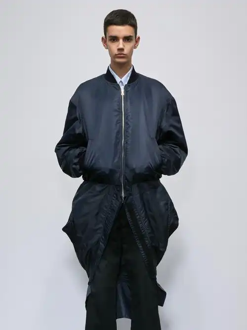 essensalhomme18aw藏蓝蓝色两件工装大口口袋ma-1夹克