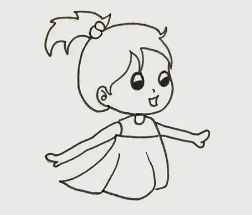 全身彩色小女孩简笔画怎么画漂亮可爱小女孩简笔画步骤教学