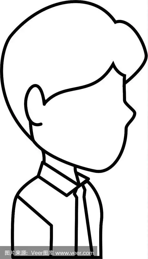 男人,侧面像,卡通,白色,商务