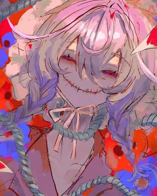 充满压抑感的二次元人物插画,人物带了阴郁病娇的魅惑特质