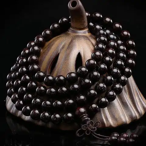 印度包浆老料小叶紫檀佛珠手串高密108颗老料8mm爆满金星男女手链