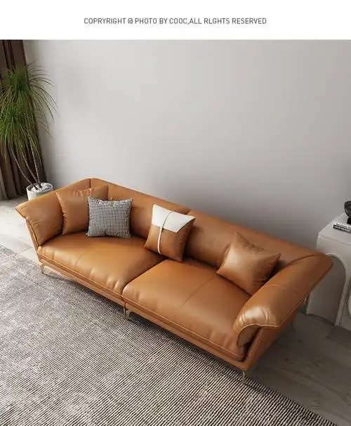 京选品质库斯沙发极简小户型牛皮沙发组合客厅沙发头层牛皮白鹅绒座包