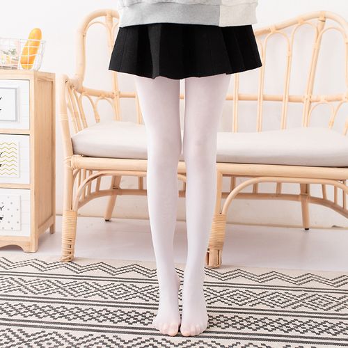 野贝萌儿童连裤袜春夏女童打底裤冰丝面膜袜练功薄款跳舞白色丝袜舞蹈