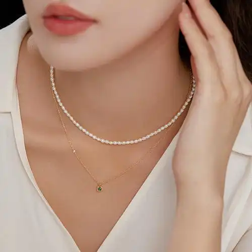 天然极细珍珠项链颈链女夏小米小米粒迷你法式简约项链