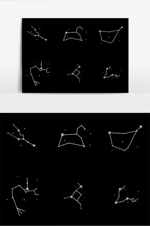 质感线条矢量十二星座图案模板