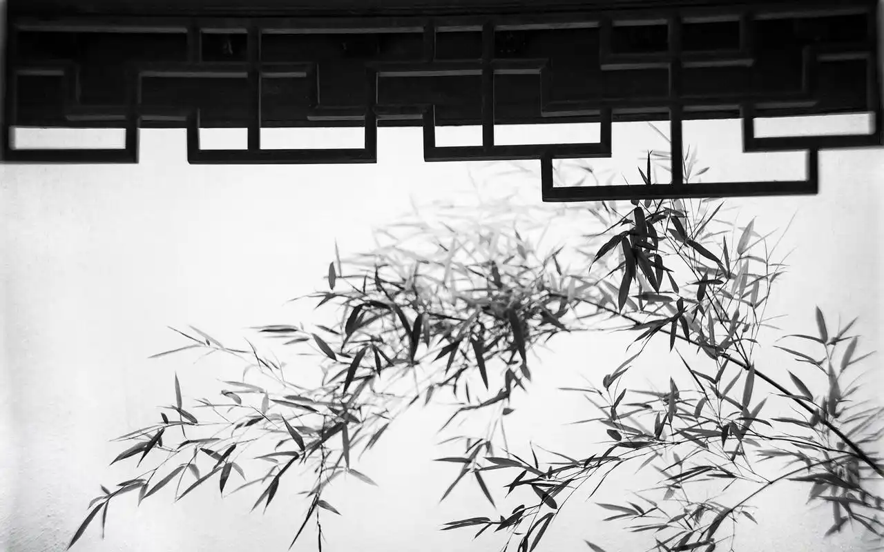 黑白古风园林唯美高清桌面壁纸