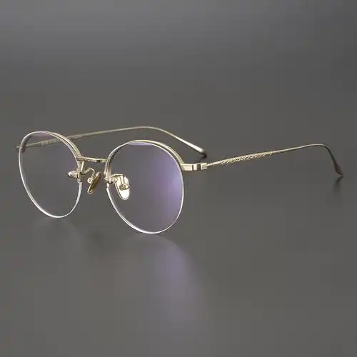 极简唯美风格金丝边正圆眼镜框架纯钛细腿近视镜文艺复古女款