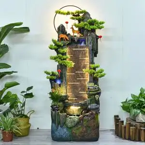 招财大型假山流水摆件循环水鱼缸室内客厅办公室落地景观开业礼品