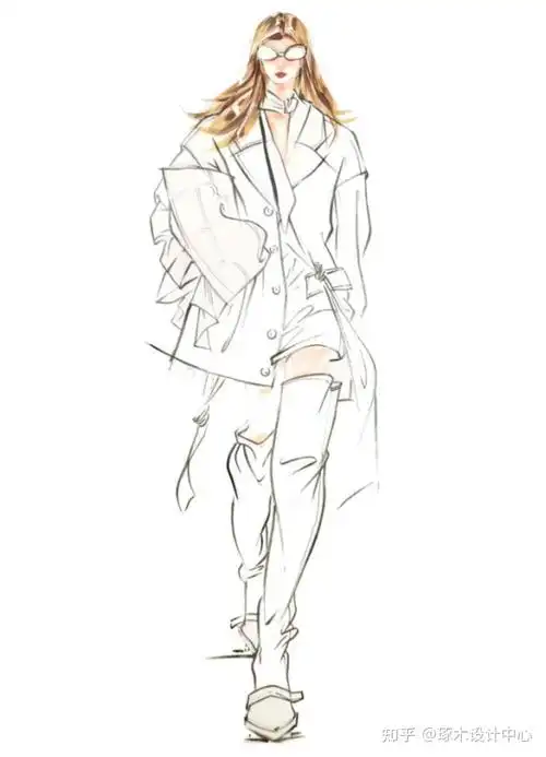 服装设计考研手绘临摹练习|皮革面料手绘效果图展示·马克笔上色