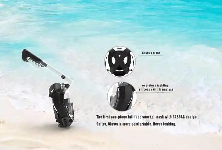 rkd一体式气囊防雾自然贝瑞斯全脸浮潜面罩,带耳塞