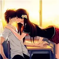 二次元唯美系情侣接吻头像