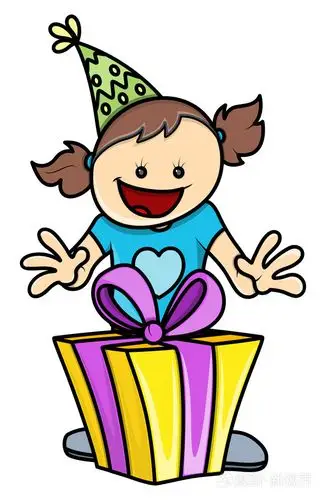 过生日的女孩有个礼物-矢量插图