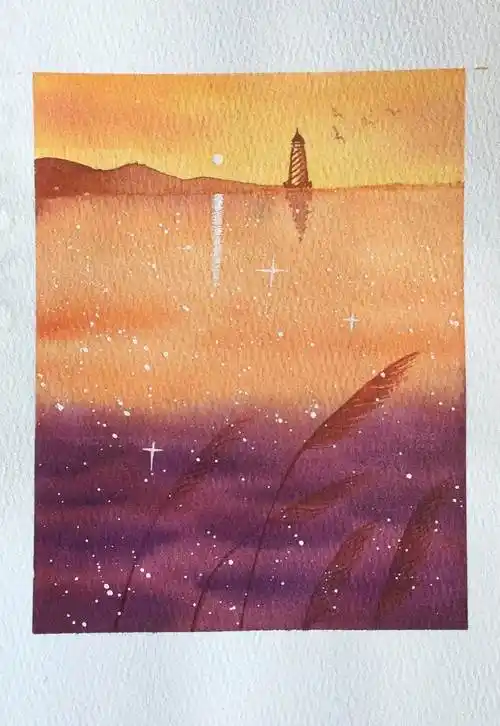 田野简单的水彩风景画入门技法视频教程水彩画教程:好看的风景水彩画