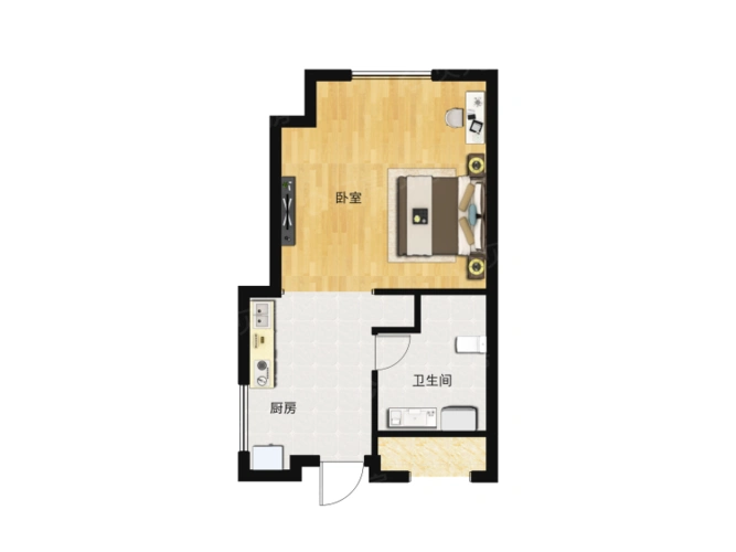 【港湾隽景_大连港湾隽景楼盘】一居室户型图|1室1厅1厨1卫建面 34m 0
