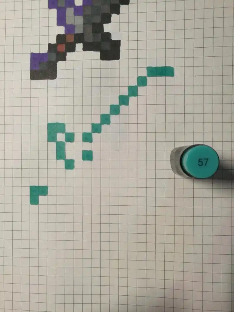 我的世界钻石剑画的有点不像,呵呵呵呵呵→_→#像素画 #mc - 抖音
