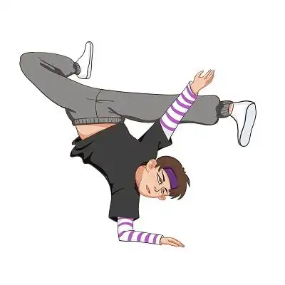 元素卡通漫画风格街舞潮街头地板动作经典png素材hiphop锁舞爵士女团