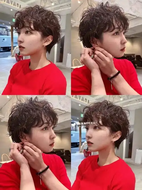 蓬松凌乱的效果超短发烫发图片韩国短发烫发造型图片烫发发型女短发中