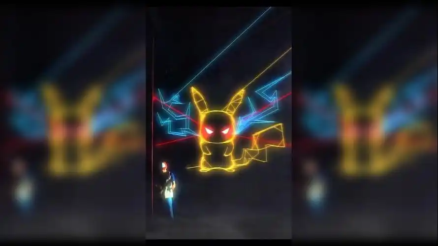 激光皮卡丘 (视频无声) 这也太炫酷了吧