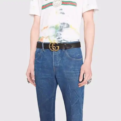 gucci 蛇形双g带扣皮革腰带4cm