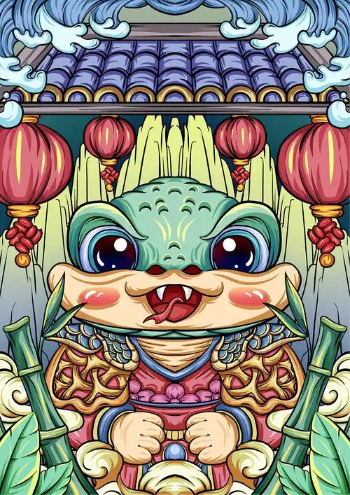 国潮十二生肖插画