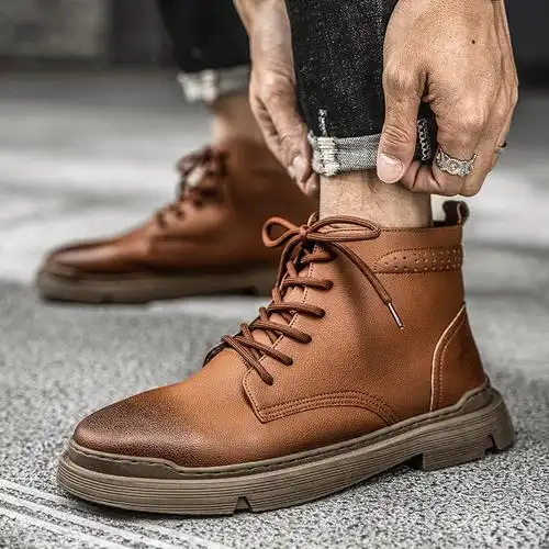 xbl男士新款户外靴子男马丁鞋真皮冬季工装靴冬鞋男潮皮靴休闲马丁靴