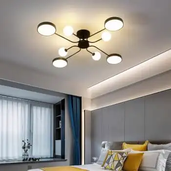 灯具现代简约大气家用餐厅北欧创意卧室个性轻奢房间灯饰8头黑色白光