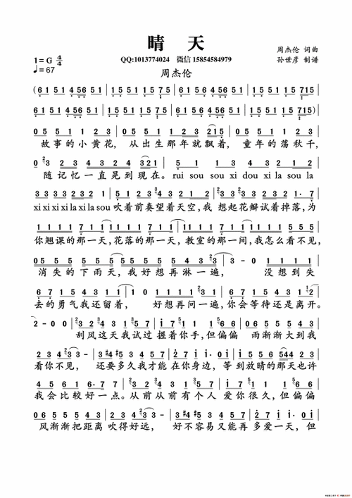 《晴天》是由中国台湾男歌手周杰伦填词,谱曲并演唱的歌曲,收录于其