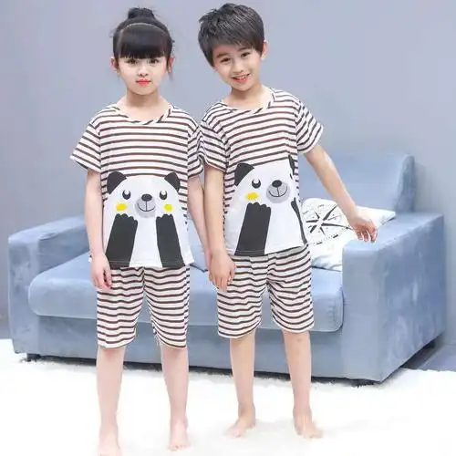 夏季儿童睡衣男童女童短袖小男孩女孩童装中大童薄款家居服套装