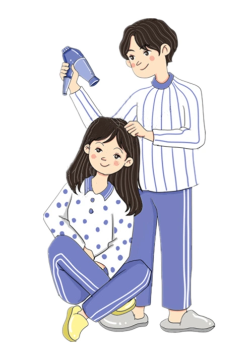 还有一张吹头发的情头送给你