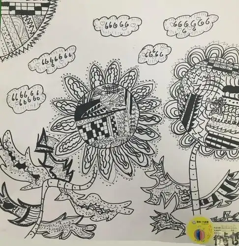 少儿书画作品-《花海》/儿童书画作品《花海》欣赏_中国少儿美术教育
